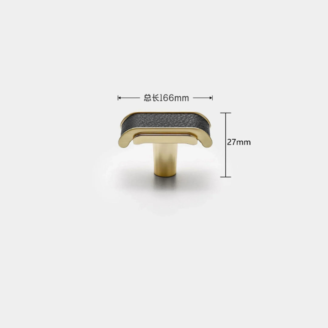 Black Leather and Gold Zinc Alloy Cabinet Handle – Luxury Pull for Wardrobes and Dressers (128mm)