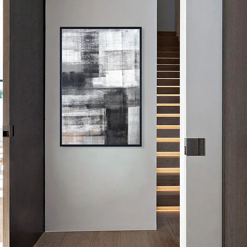 Black White Grey Urban Abstract Canvas Wall Art