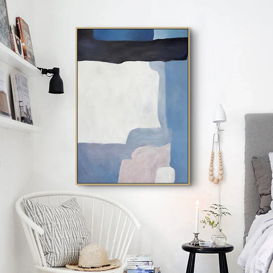 Abstract Shades of Blue Canvas Wall Art Unframed