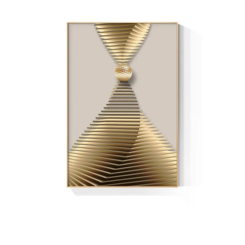 Modern Golden Celestial Geometry Abstract Canvas Wall Art Unframed