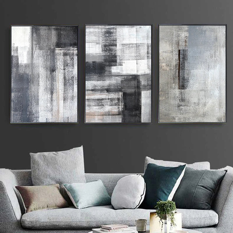 Black White Grey Urban Abstract Canvas Wall Art