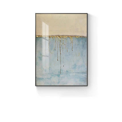 Golden Blue Beige Scandinavian Abstract Canvas Wall Art Unframed