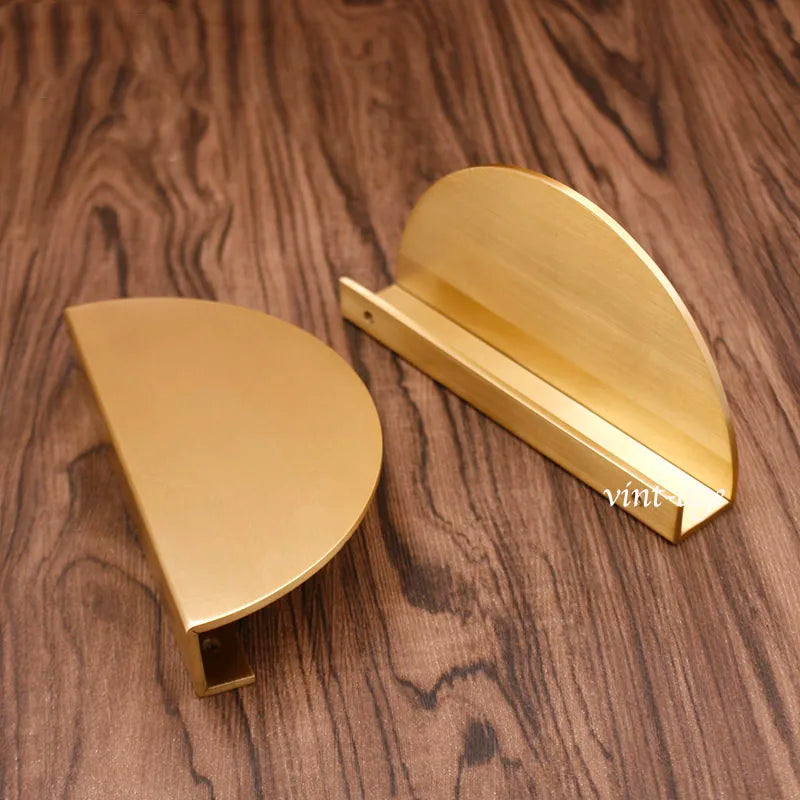 Half-Round Brass Wardrobe Handles – Modern Gold, Black & Silver Pulls
