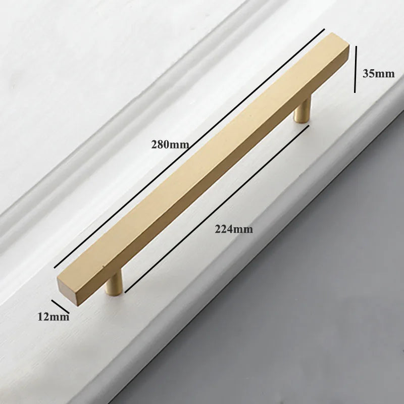 12x12mm Brass Wardrobe Handles – Square Pulls for Cabinets, Drawers, and Dressers (50–380mm)