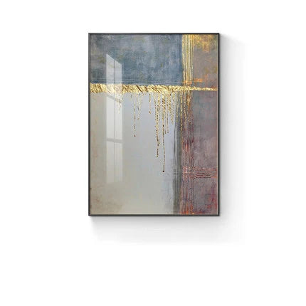 Golden Blue Beige Scandinavian Abstract Canvas Wall Art Unframed