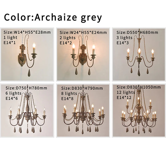 Vintage White Wooden Beads Chandelier – Elegant Foyer & Lobby Pendant Light