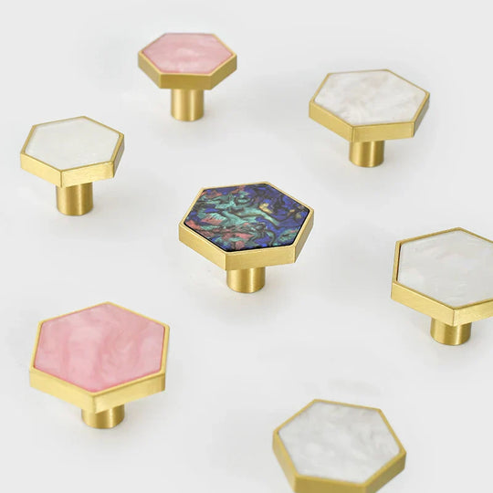 Modern Brass Shell Knobs – Colorful Cabinet & Wardrobe Pulls