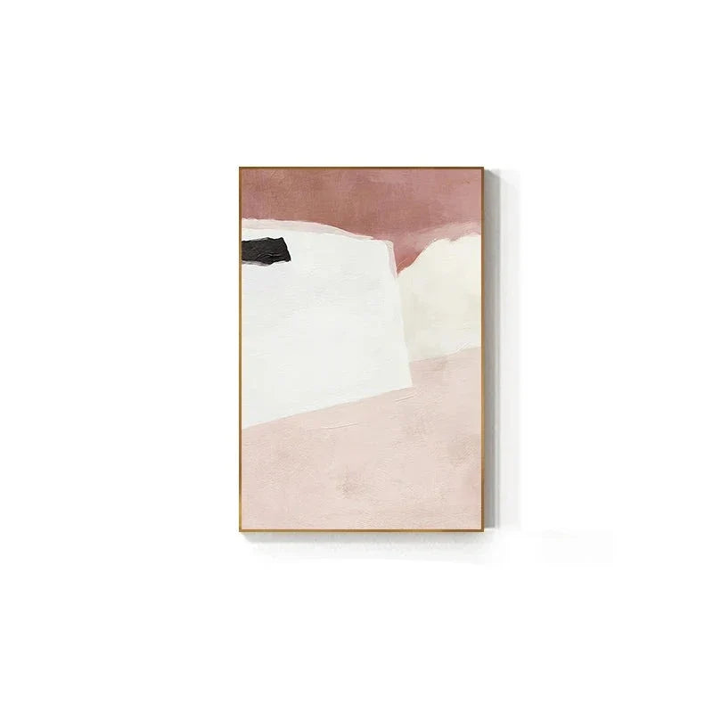 Minimalist Pink White Abstract Canvas Wall Art Unframed