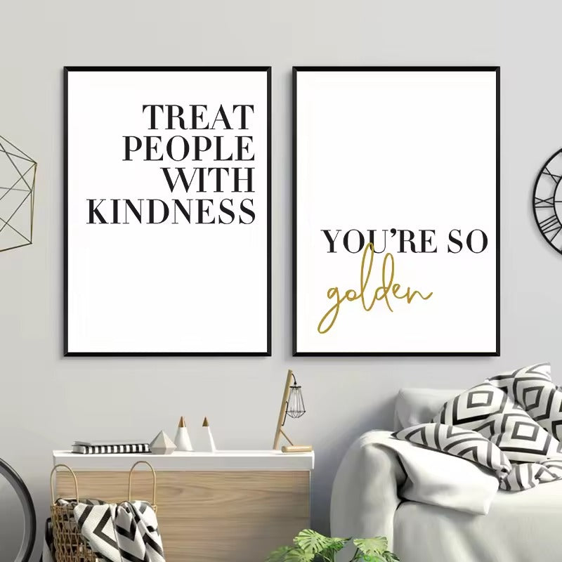 Black White Golden Affirmation Quote Canvas Wall Art