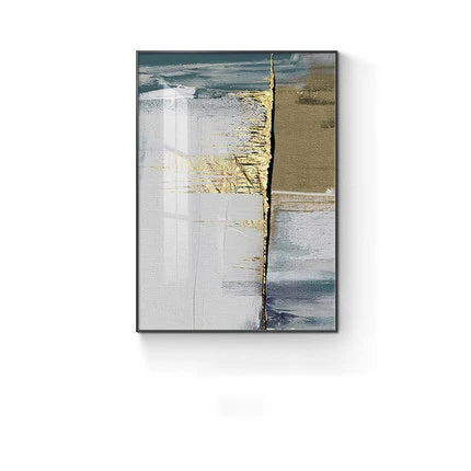 Golden Blue Beige Scandinavian Abstract Canvas Wall Art Unframed