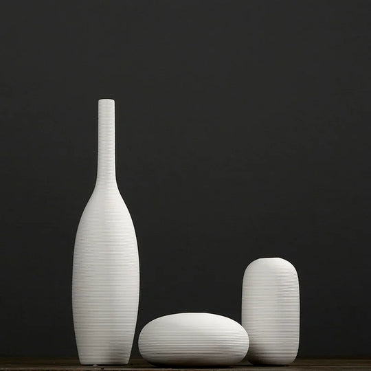 White Ceramic Vase Set for Modern Minimalist Home Decor