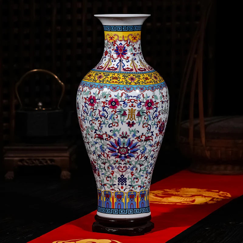 Luxury Jingdezhen Antique Porcelain Longevity Floor Vase