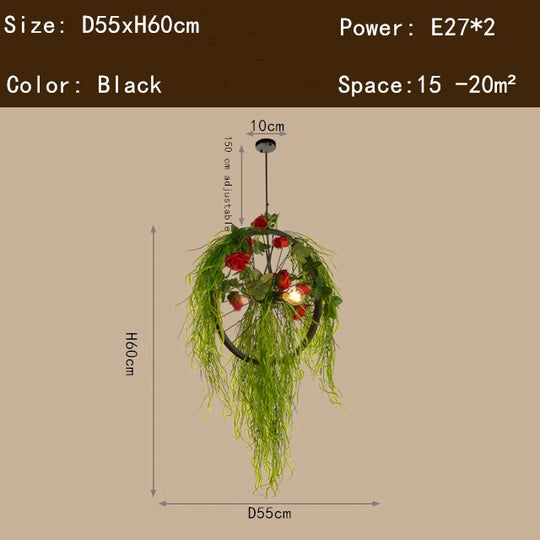 Imitation Green Plant Industrial Chandelier – Creative LED Light