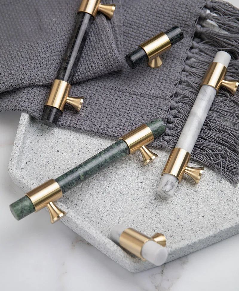 Natural Stone Cabinet Handles – Brass and Marble Knobs for Furniture