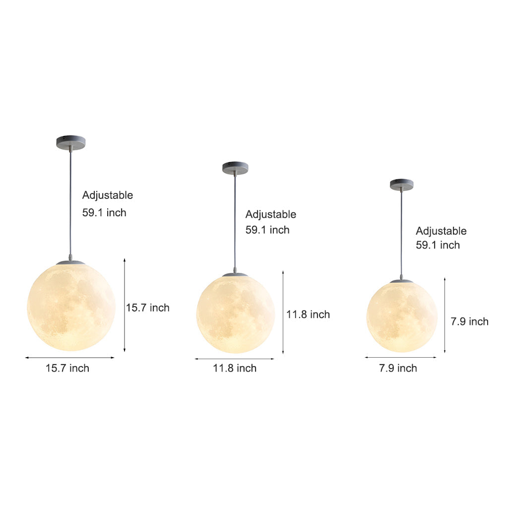 Round Moon Lunar 3D Creativity White Pendant Lamp