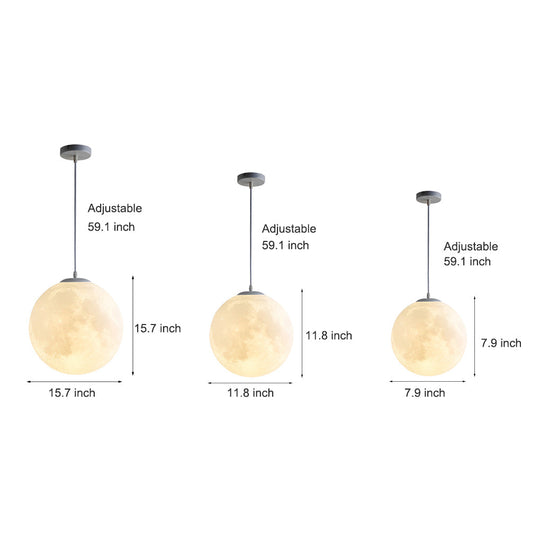 Round Moon Lunar 3D Creativity White Pendant Lamp