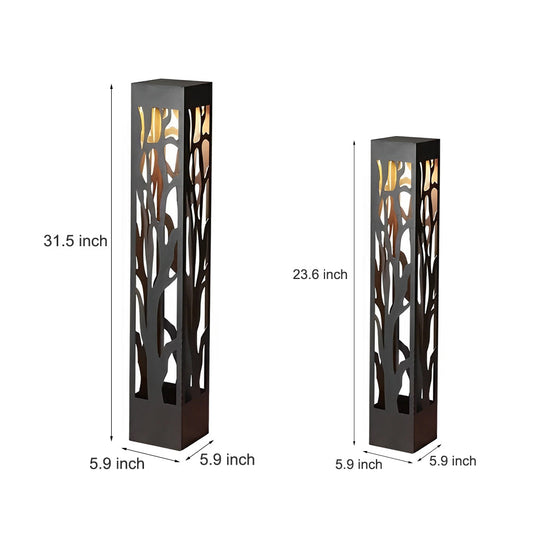 Solar Powered Modern Outdoor Lawn Lights with Hollow Branch Pattern