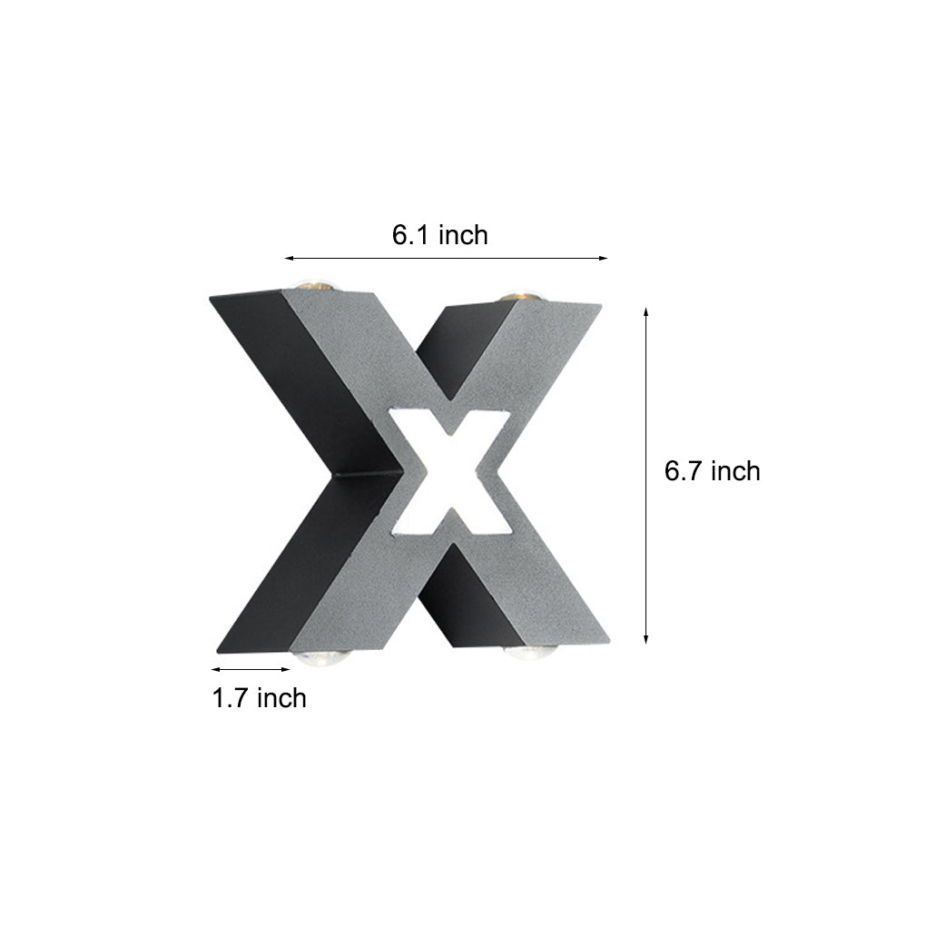 X-Shaped Black Modern LED Outdoor Wall Lamp