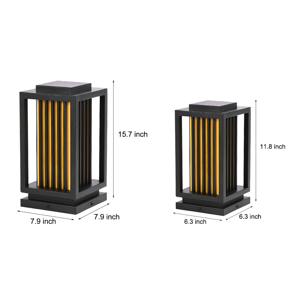 Modern Black LED Cage Pathway Lawn Lights Waterproof Outdoor Lamps