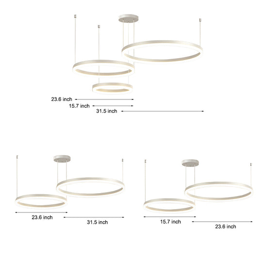 Circular Rings Creative LED 3 Step Dimming White Modern Chandelier Light