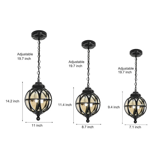European Retro Pendant Aluminum Glass Outdoor Ceiling Light
