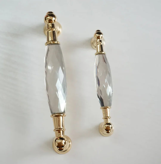 Modern Crystal Glass Drawer Handles – Gold and Black Pulls for Dressers and Cabinets (96mm/128mm)