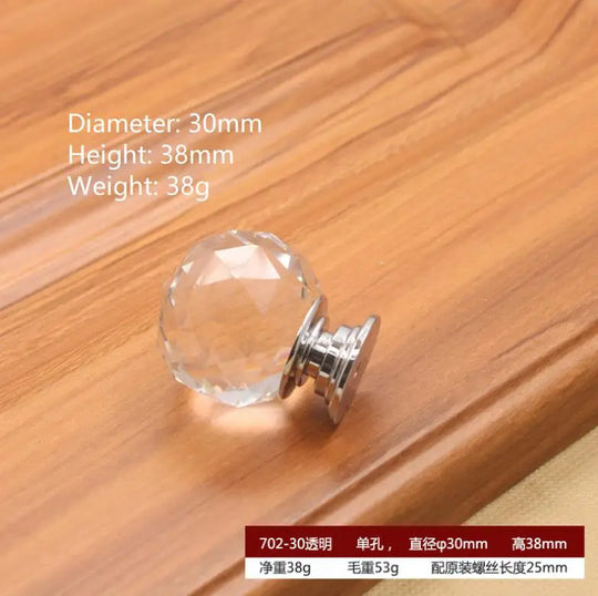 Round Cut Crystal Ball Knobs – Polished Chrome Cabinet Pulls