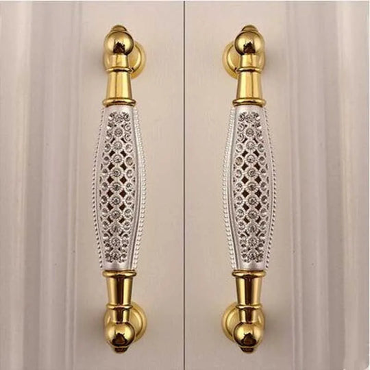 Deluxe 24K Gold Furniture Handle with K9 Crystal – Elegant Drawer Pull for Cabinets and Wardrobes (96mm)