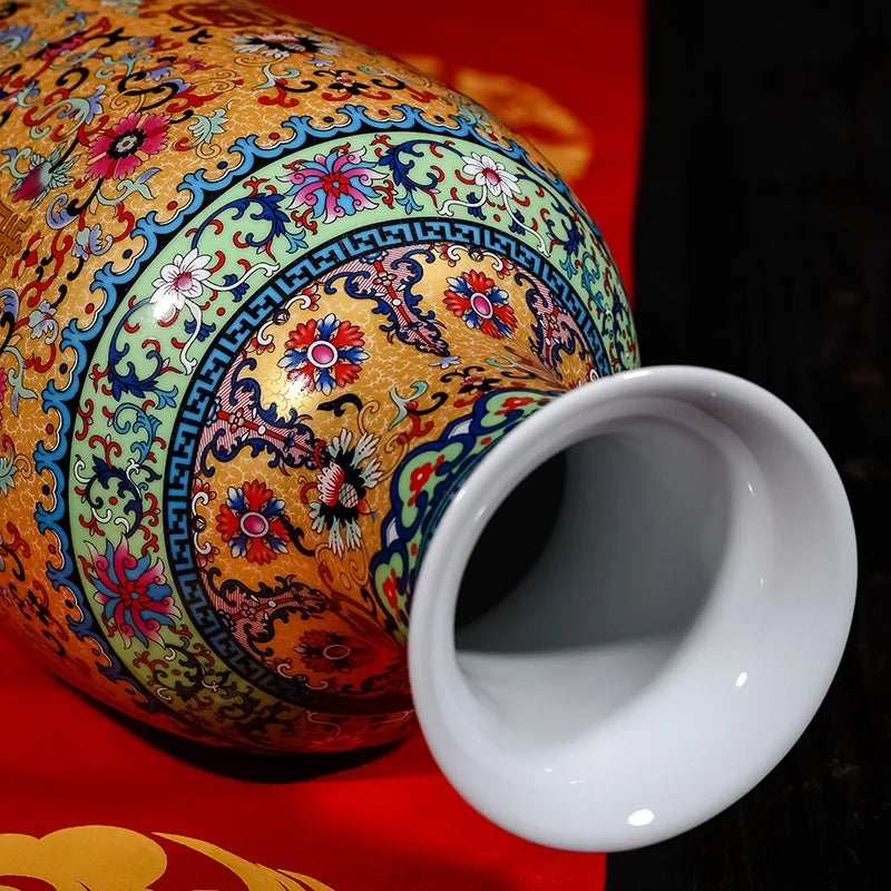Luxury Jingdezhen Antique Porcelain Longevity Floor Vase