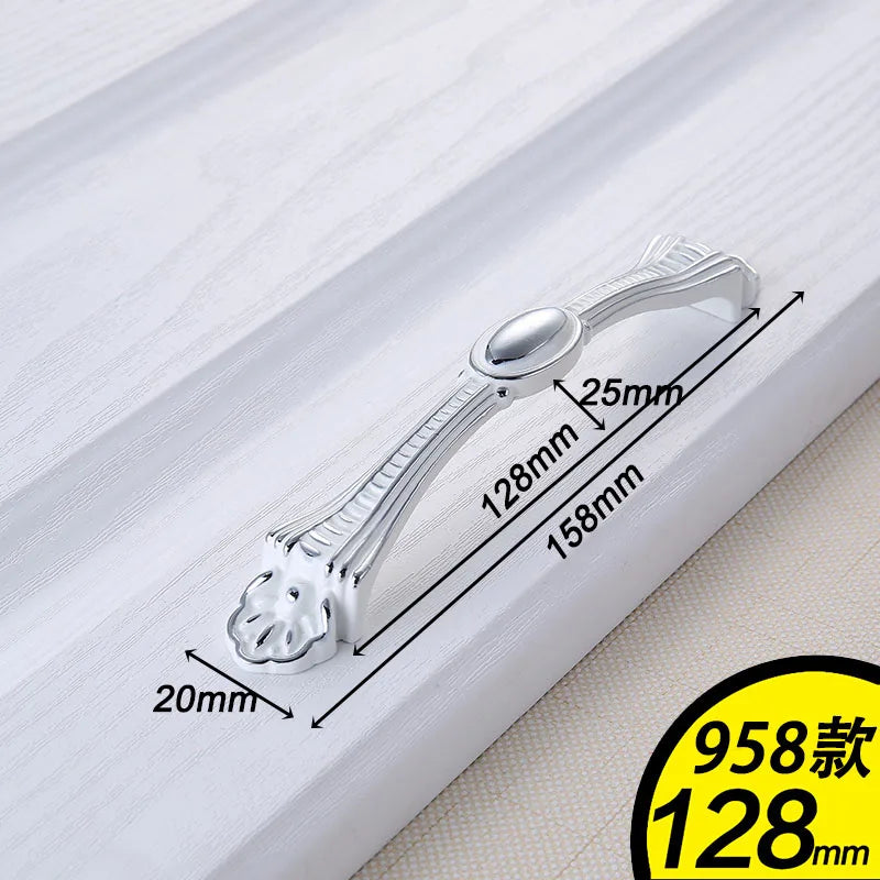 European Ivory White Cabinet Handle – Elegant Zinc Alloy Pulls for Dressers and Cupboards (96mm)