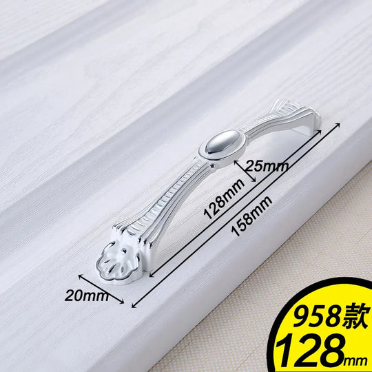 European Ivory White Cabinet Handle – Elegant Zinc Alloy Pulls for Dressers and Cupboards (96mm)