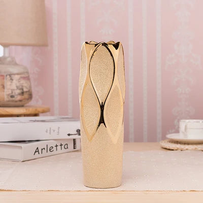 Gold Plated Ceramic Decorative Flower Vase for Home and Events