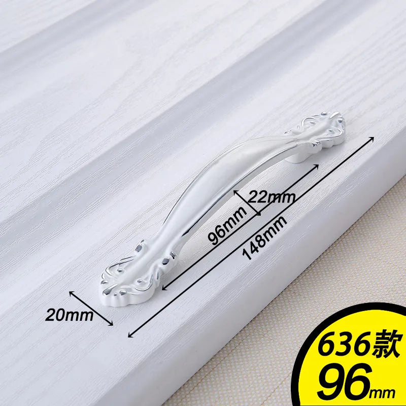 European Ivory White Cabinet Handle – Elegant Zinc Alloy Pulls for Dressers and Cupboards (96mm)