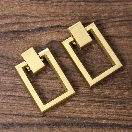 Brass Cabinet Door Handles – Square Pull Ring Knobs for Cabinets and Dressers (Set of 2)