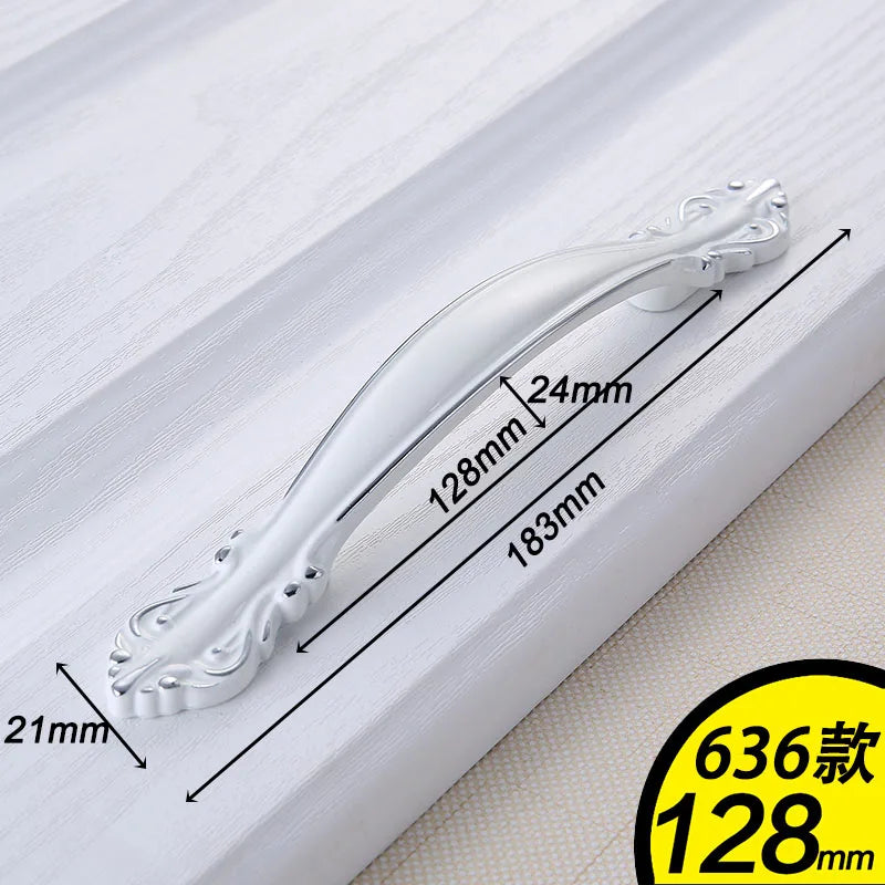 European Ivory White Cabinet Handle – Elegant Zinc Alloy Pulls for Dressers and Cupboards (96mm)