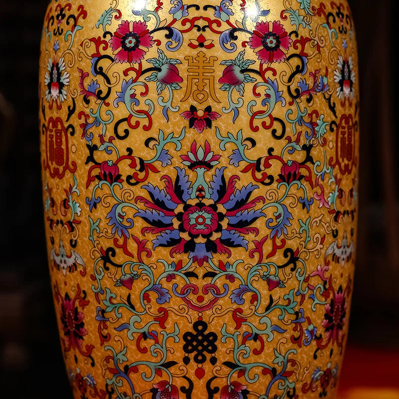 Luxury Jingdezhen Antique Porcelain Longevity Floor Vase