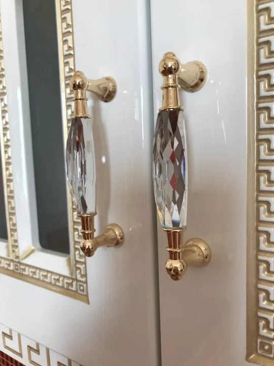 Modern Crystal Glass Drawer Handles – Gold and Black Pulls for Dressers and Cabinets (96mm/128mm)