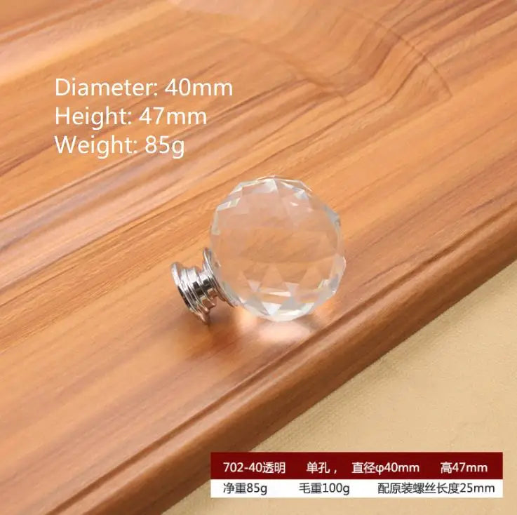 Round Cut Crystal Ball Knobs – Polished Chrome Cabinet Pulls