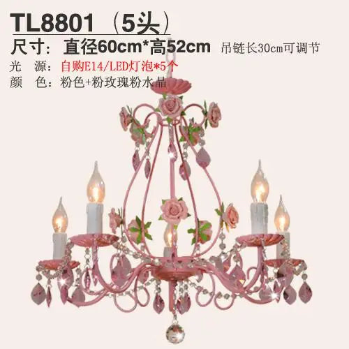 Pink Rose Crystal Wedding Chandelier – Romantic Semi-Flush Ceiling Light