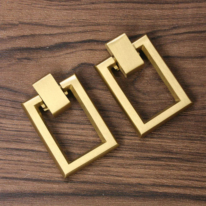 Brass Cabinet Door Handles – Square Pull Ring Knobs for Cabinets and Dressers (Set of 2)