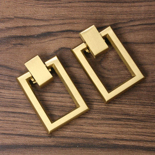 Brass Cabinet Door Handles – Square Pull Ring Knobs for Cabinets and Dressers (Set of 2)