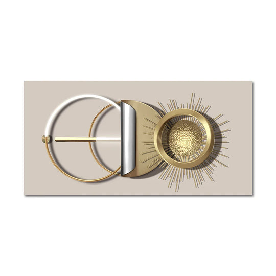Modern Abstract Golden Sun Moon Geometric Canvas Wall Art