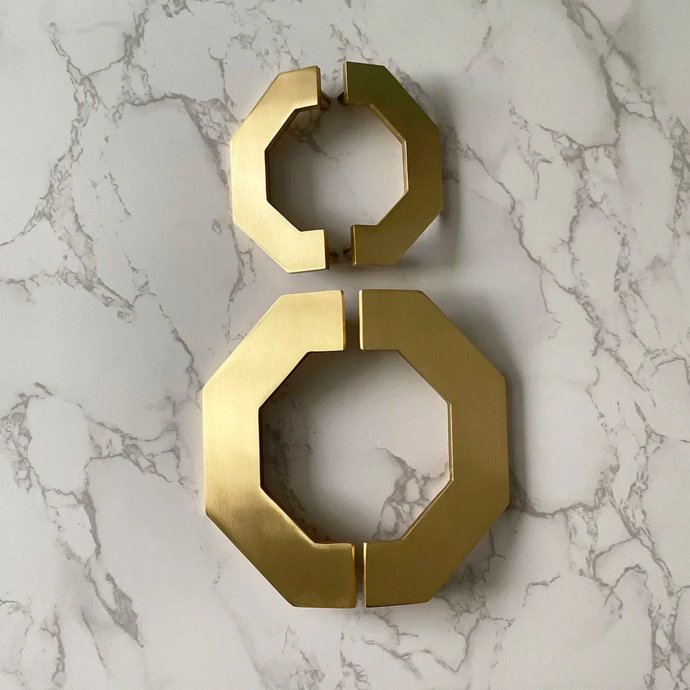 Gold Brass Octagon Cabinet Handles – Modern Pulls and Knobs for Furniture (1 Pair)