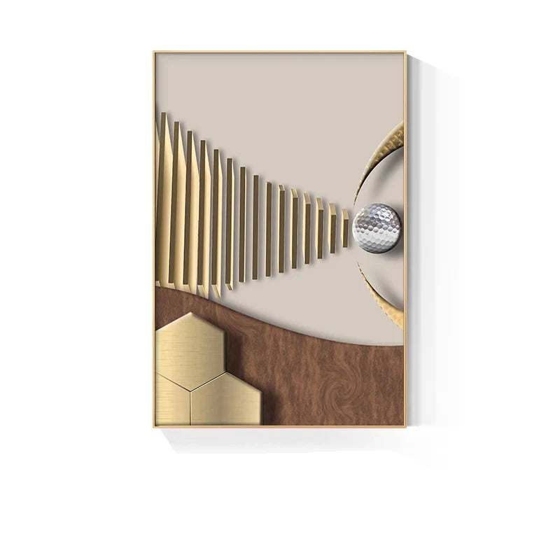 Modern Golden Celestial Geometry Abstract Canvas Wall Art Unframed