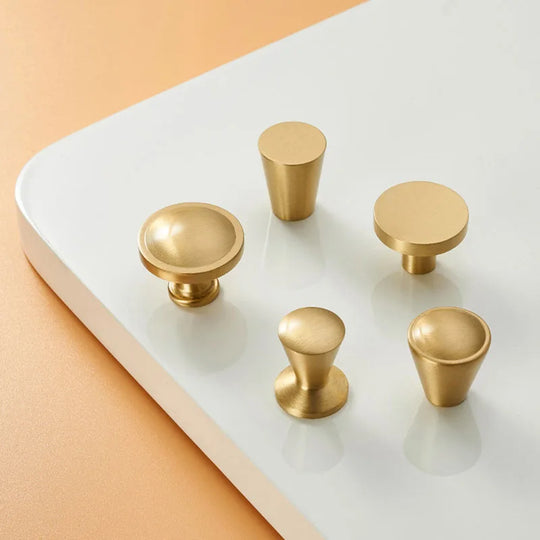 Modern Solid Brass Cabinet Knobs – Minimalist Wardrobe & Kitchen Pulls