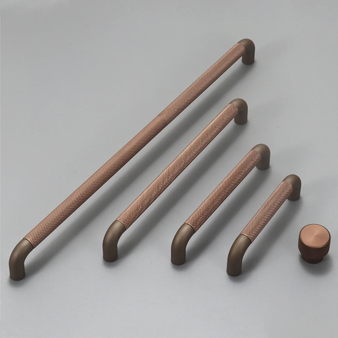 Knurled Brown Aluminum Alloy Handle – Textured European Cabinet and Wardrobe Pulls (320mm)