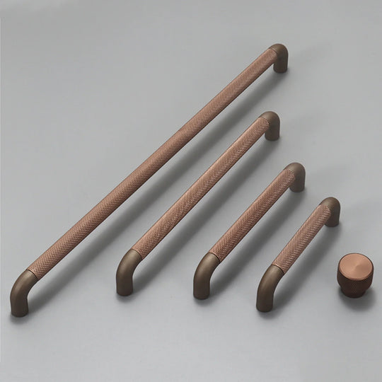 Knurled Brown Aluminum Alloy Handle – Textured European Cabinet and Wardrobe Pulls (320mm)