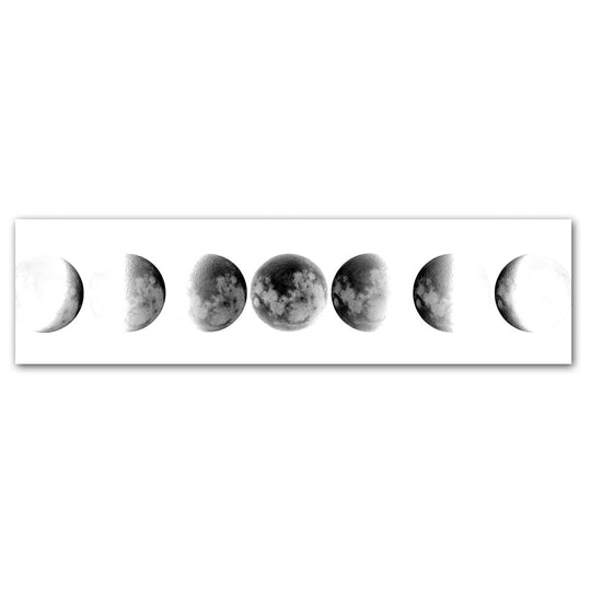 Moon Phases Wide Format Black and White Canvas Wall Art