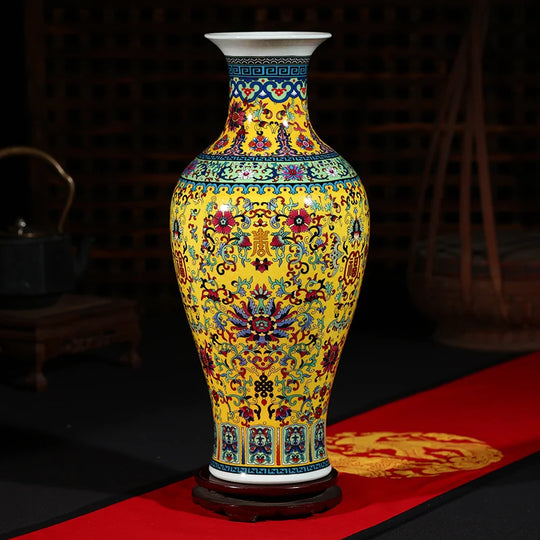 Luxury Jingdezhen Antique Porcelain Longevity Floor Vase