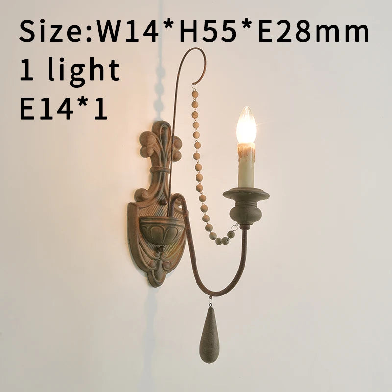 Vintage White Wooden Beads Chandelier – Elegant Foyer & Lobby Pendant Light